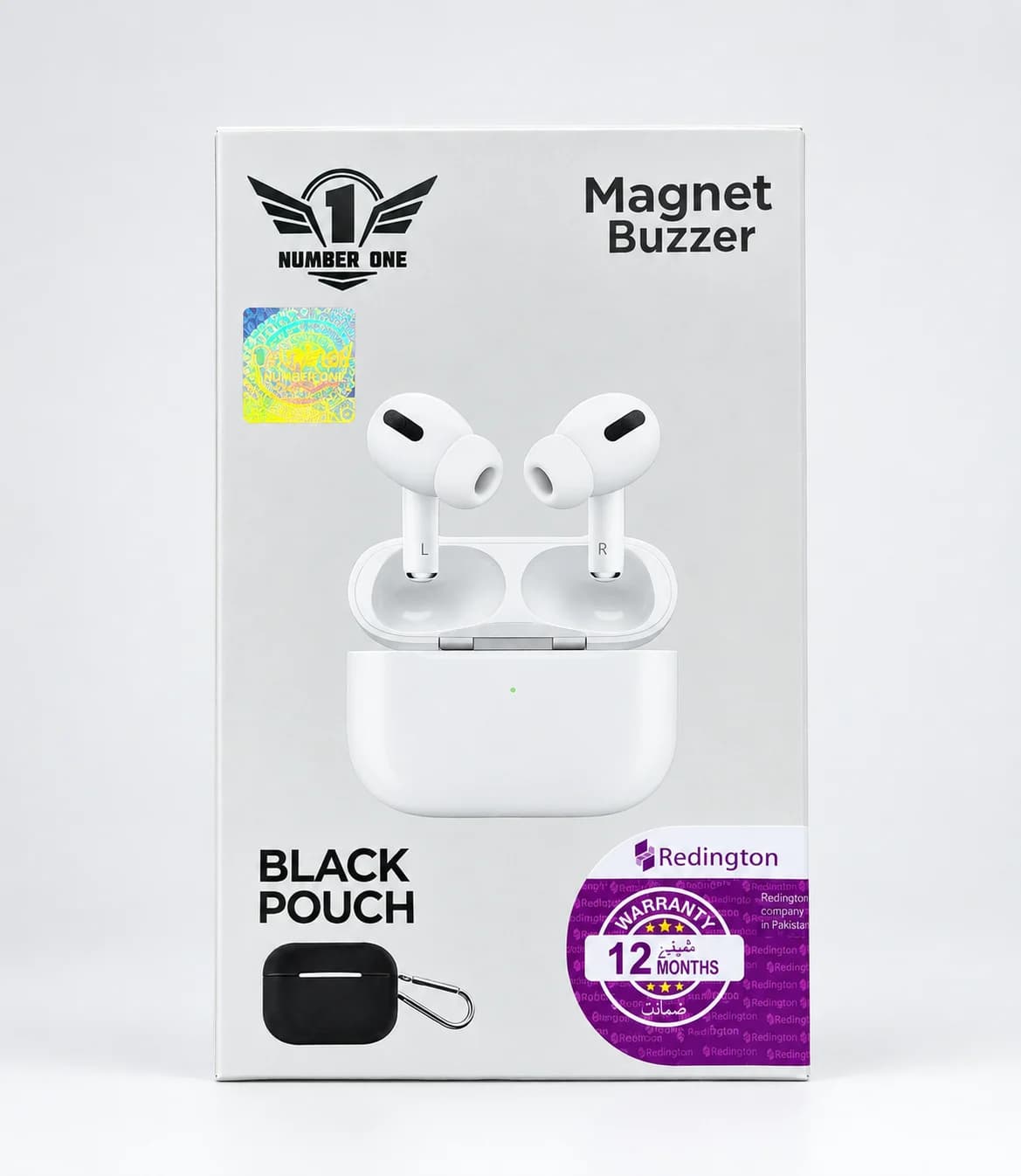 Number One Magnet Buzzer Wireless Earbuds – White